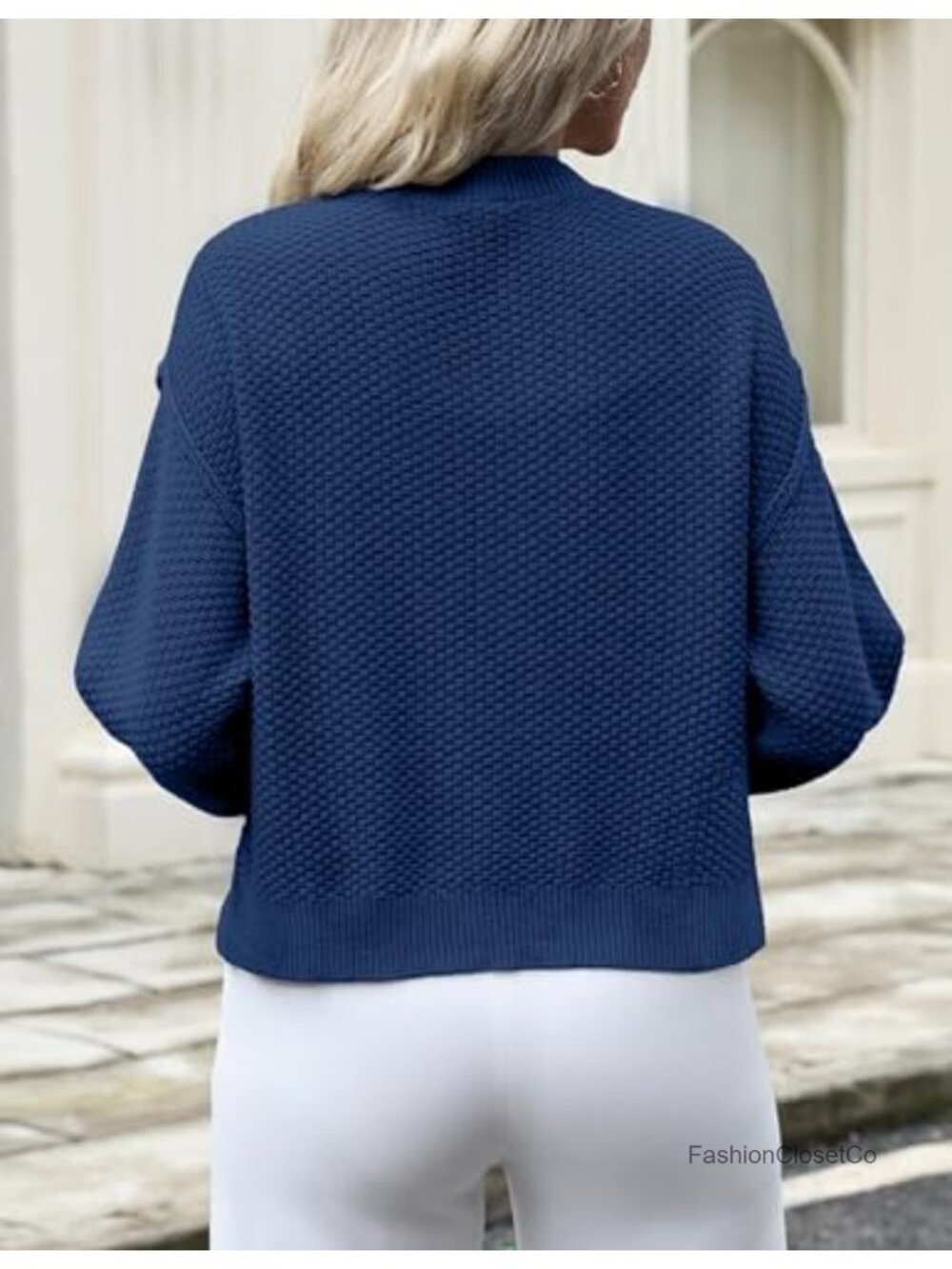 Cropped Cardigan Women Button Down Knit Sweater Long Sleeve Crew Neck Soft - Picture 2 of 6